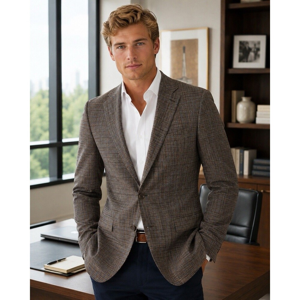 Lauren Ralph Lauren BrownTeal Plaid Ultraflex Lexington SportCoat NWT Sz50R $375